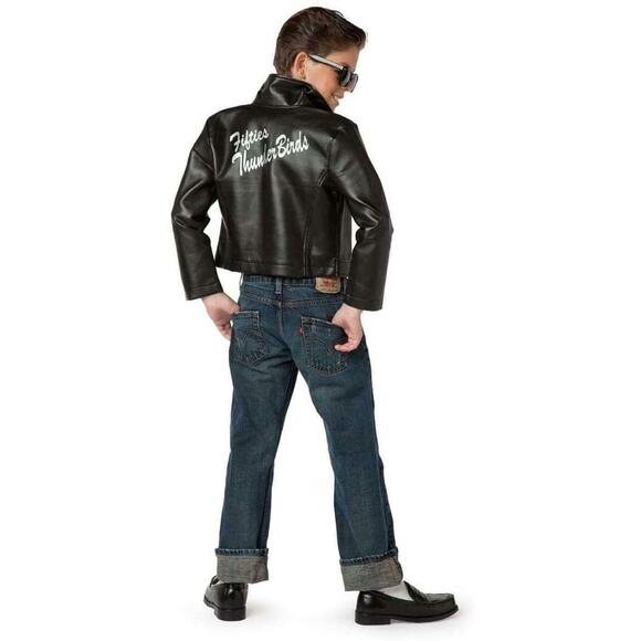 Fifties Thunderbird GREASE Jacket Child Size Large Black New Rockabilly Costume - Picture 1 of 11